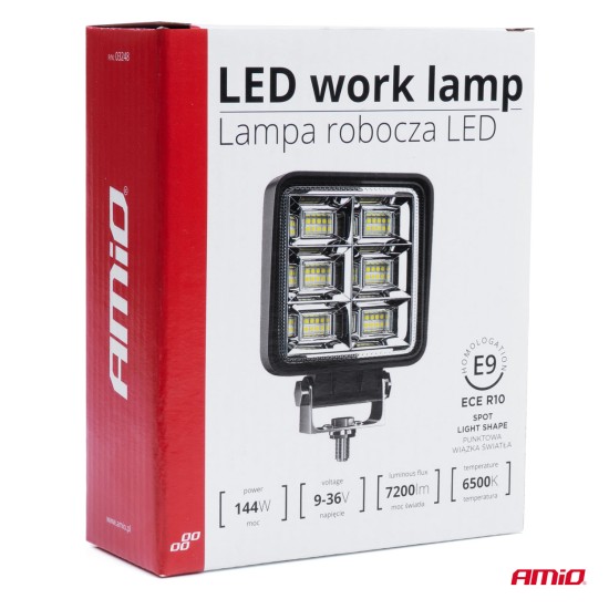 ΠΡΟΒΟΛΕΑΣ ΕΡΓΑΣΙΑΣ WORKING LAMP 48xSMD 144W 9-36V 110x110x60mm AWL37 ΑMiO - 1 TEM. Φώτα Εργασίας LED