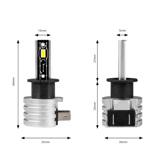 ΛΑΜΠΕΣ LED H3 H-SERIES 9>18V 42W 6500K 3600lm +200% CSP LED  AMiO - 2 TEM.  Λάμπες