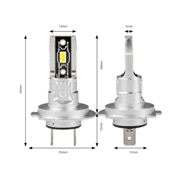 ΛΑΜΠΕΣ LED H7 H-SERIES 9>18V 42W 6500K 3600lm +200% CSP LED  AMiO - 2 TEM. Λάμπες