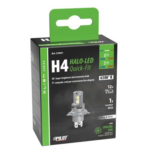 ΛΑΜΠΑ LED H4 12V 6.500K P43t ΘΕΡΜΟ 2.000lm/2.400lm+ΨΥΧΡΟ1.500/2.000lm 25W HALO LED QUICK FIT ALIEN SERIES LAMPA - 1 ΤΕΜ. Λάμπες