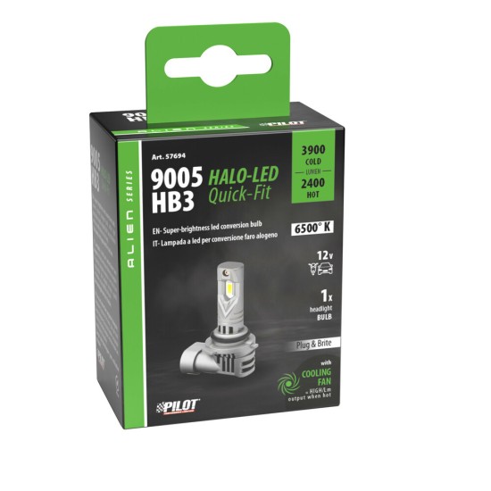 ΛΑΜΠΑ LED HB3 9005 12V P20d 6.500K ΨΥΧΡΟ 3.900lm/ΘΕΡΜΟ 2.400lm 35W HALO LED QUICK FIT ALIEN SERIES LAMPA - 1 ΤΕΜ. Λάμπες