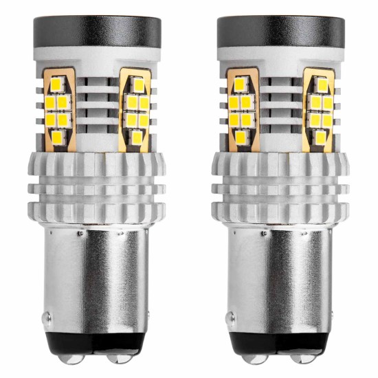 ΛΑΜΠΑΚΙΑ ΔΙΠΟΛΙΚΑ LED ΛΕΥΚΑ CAN-BUS P21/5w BAY15D 12/24V 24xSMD 3020 ΑMiO - 2 TEM. Με Κάλυκα