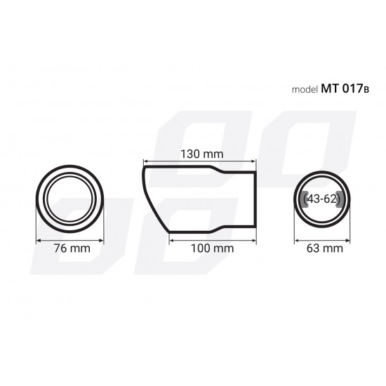 ΑΚΡΟ ΕΞΑΤΜΙΣΗΣ ΜΑΥΡΟ 130x76mm Φ43>62 Μπούκες Εξάτμισης