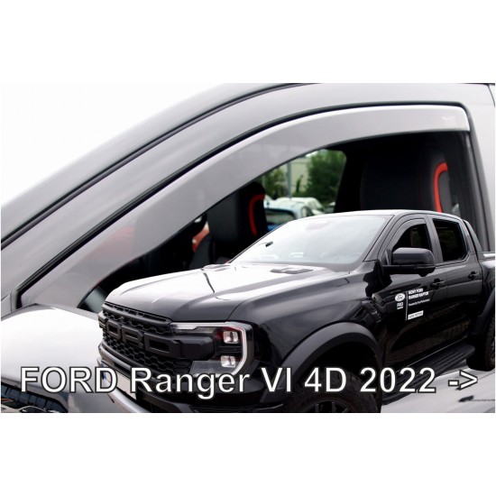 FORD RANGER 4D 2022+ / RAPTOR 2022+  ΖΕΥΓΑΡΙ ΑΝΕΜΟΘΡΑΥΣΤΕΣ ΑΠΟ ΕΥΚΑΜΠΤΟ ΦΙΜΕ ΠΛΑΣΤΙΚΟ HEKO - 2 ΤΕΜ. Ανεμοθραύστες