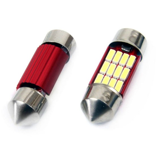 ΛΑΜΠΑΚΙΑ ΠΛΑΦΟΝΙΕΡΑΣ 31mm 12V 5.600K 12xSMD 4014 LED CAN-BUS  AMIO - 2 ΤΕΜ. Πλαφονιέρας