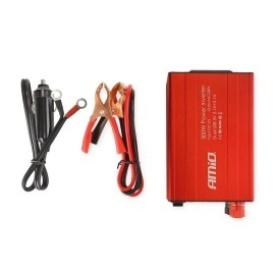 INVERTER 12-230V max300W-peak600W +2USB PI03 AMiO – 1 ΤΕΜ. 