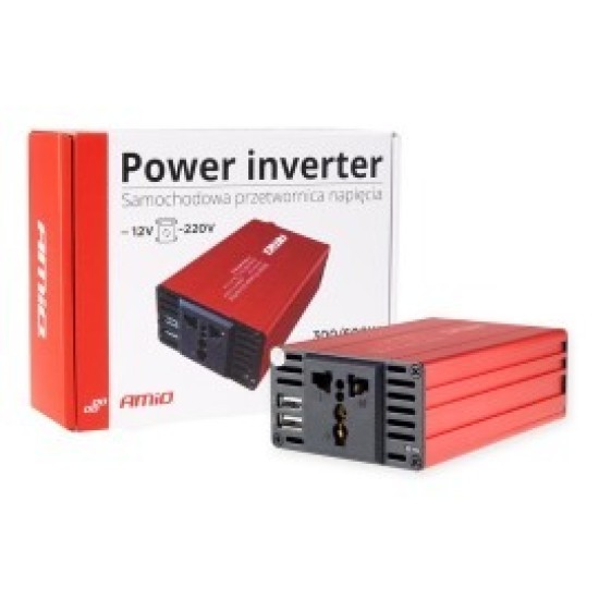 INVERTER 12-230V max300W-peak600W +2USB PI03 AMiO – 1 ΤΕΜ. 