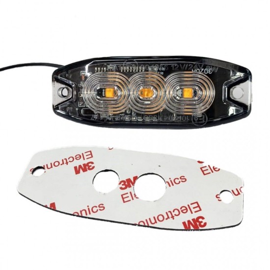 ΣΤΡΟΜΠΟ 12/24V 8x3x0,9cm ΠΟΡΤΟΚΑΛΙ 3LED 9W (3x3W) R65 R10 AMiO - 1 ΤΕΜ. 