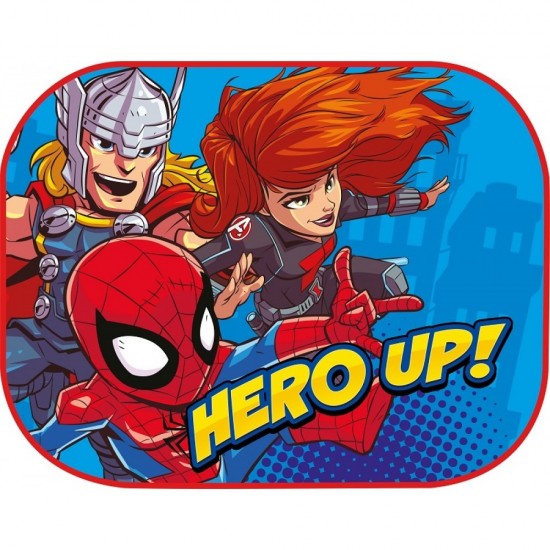 ΗΛΙΟΠΡΟΣΤΑΣΙΕΣ ΠΛΑΙΝΕΣ MARVEL SUPER HEROES ΜΕ ΒΕΝΤΟΥΖΑ (44x35cm) AMIO - 2 ΤΕΜ. Ηλιοπροστασίες Πλαϊνές