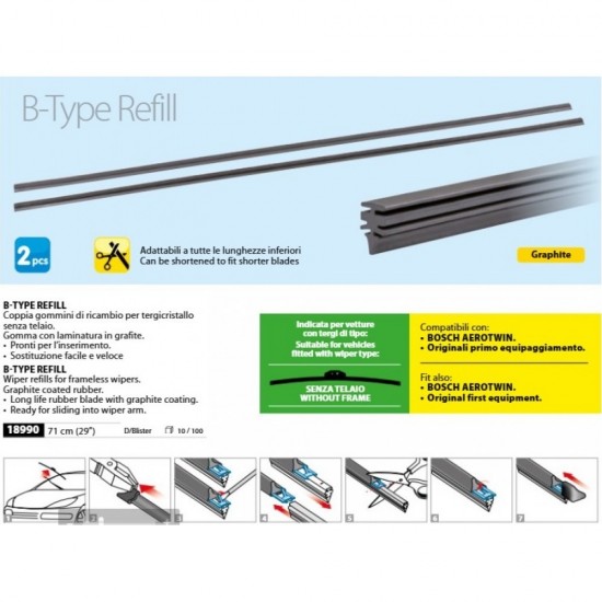 ΛΑΣΤΙΧΑ ΥΑΛΟΚΑΘΑΡΙΣΤΗΡΩΝ BOSCH AEROTWIN REFILL ΓΡΑΦΙΤΗΣ 71cm (29 INCH) 2ΤΕΜ. ΚΑΤΑΛΛΗΛΑ ΓΙΑ FLAT ΝΕΟΥ ΤΥΠΟΥ ΥΑΛΟΚΑΘΑΡΙΣΤΗΡΕΣ Υαλοκαθαριστήρες Ζεύγος