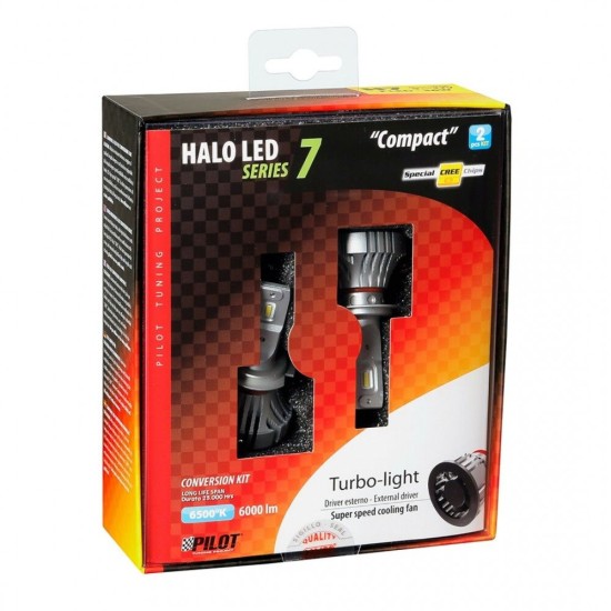 H7 9-32V 6.500K 6.000lm 72W PX26d HALO LED SERIE 7 COMPACT 8LED CREE LED KIT - 2 ΤΕΜ.  Λάμπες