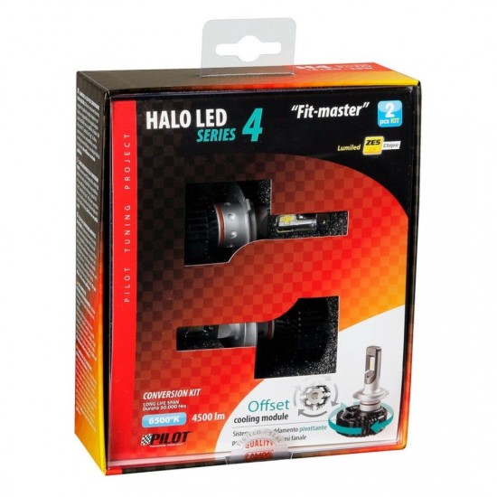 H4 9-32V 6.500K 4.500lm 50W P43t HALO LED SERIE 4 FIT-MASTER 16LED ZES CHIPS LED KIT - 2 ΤΕΜ.  Λάμπες