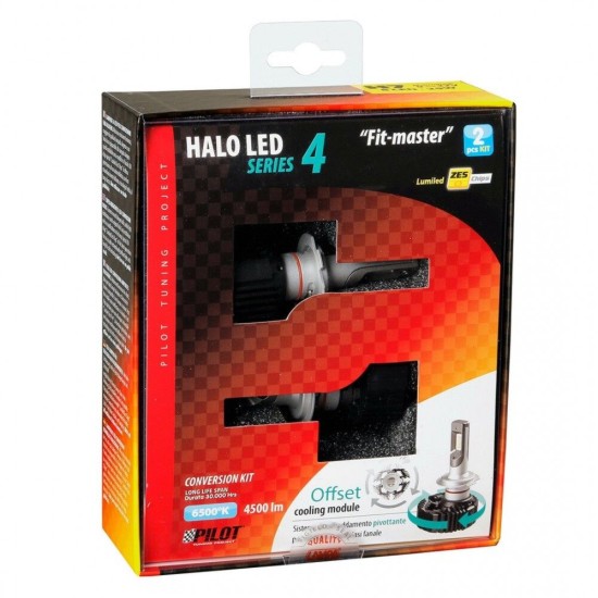 H7 9-32V 6.500K 4.500lm 50W PX26d HALO LED SERIE 4 FIT-MASTER 8LED ZES CHIPS LED KIT - 2 ΤΕΜ.  Λάμπες