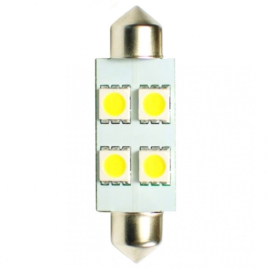 ΛΑΜΠΑΚΙΑ ΠΛΑΦΟΝΙΕΡΑΣ C5W/C10W 12V 1,36W SV8,5 36mm LED 4xSMD5050 ΛΕΥΚΟ M-TECH - 1 ΤΕΜ. Πλαφονιέρας