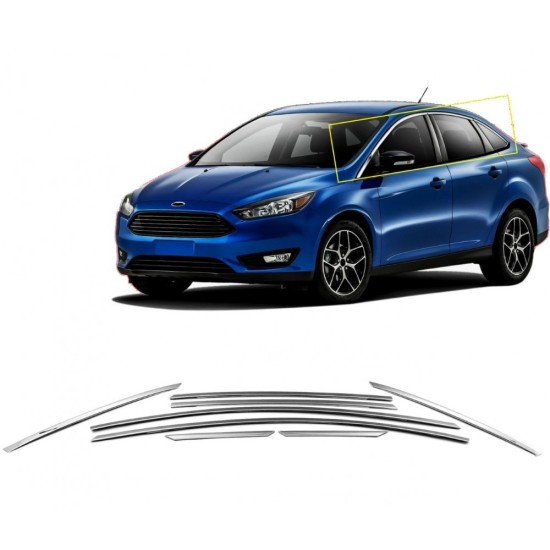 FORD FOCUS SD 2011+ TRIM ΠΑΡΑΘΥΡΩΝ ΑΝΩ  ΑΝΟΞΕΙΔΩΤΟ ΑΤΣΑΛΙ ΧΡΩΜΙΟ ​S-DIZAYN - 8 TEM. Προσφορές