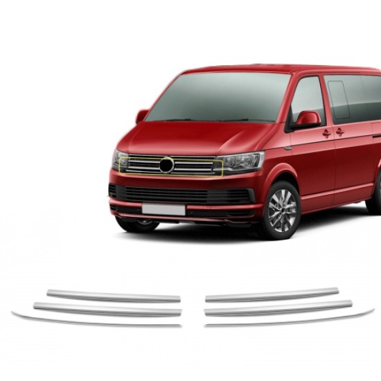 VW T6 TRANSPORTER VAN 2015+ ΔΙΑΚΟΣΜΗΤΙΚΕΣ ΓΡΙΛΙΕΣ ΜΑΣΚΑΣ ΕΜΠΡΟΣ ΧΡΩΜΙΟΥ S - DIZAYN - 8 TEM. Προφυλακτήρας