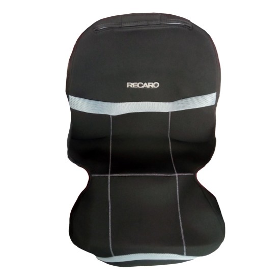 ΗΜΙΚΑΛΥΜΜΑΤΑ ΚΑΘΙΣΜΑΤΩΝ BUCKET RECARO ΜΑΥΡΟ/ΓΚΡΙ ΜΕ ΥΠΟΔΟΧΗ ΠΡΟΣΚΕΦΑΛΟΥ VELCRO & ΠΡΟΣΚΕΦΑΛΟ - 2 ΤΕΜ. Μπροστινά Καλύμματα