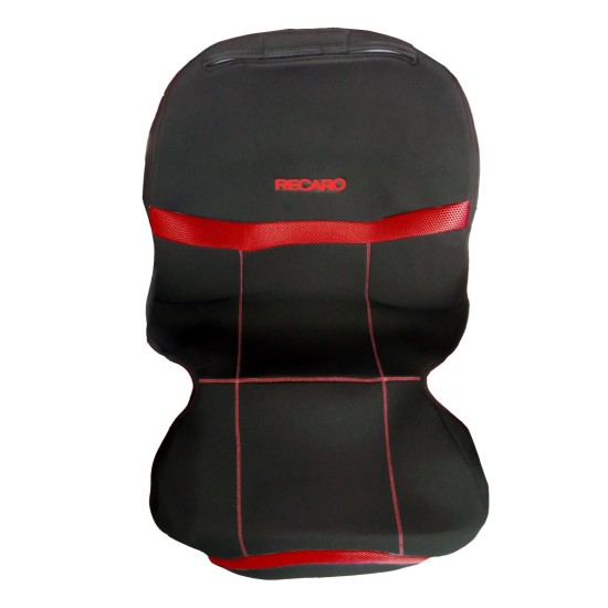 ΗΜΙΚΑΛΥΜΜΑΤΑ ΚΑΘΙΣΜΑΤΩΝ BUCKET RECARO ΜΑΥΡΟ/ΚΟΚΚΙΝΟ ΜΕ ΥΠΟΔΟΧΗ ΠΡΟΣΚΕΦΑΛΟΥ VELCRO & ΠΡΟΣΚΕΦΑΛΑ - 2 ΤΕΜ. Μπροστινά Καλύμματα