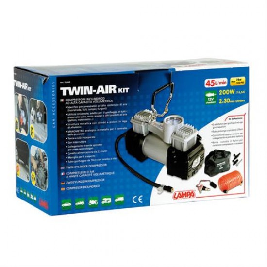 ΚΟΜΠΡΕΣΕΡ ΑΕΡΑ ΕΛΑΣΤΙΚΩΝ TWIN-AIR KIT (12V 200W 7BAR 100PSI) Εργαλεία Αλλαγής-Επισκευής Τροχών και Κομπρεσέρ Αέρα