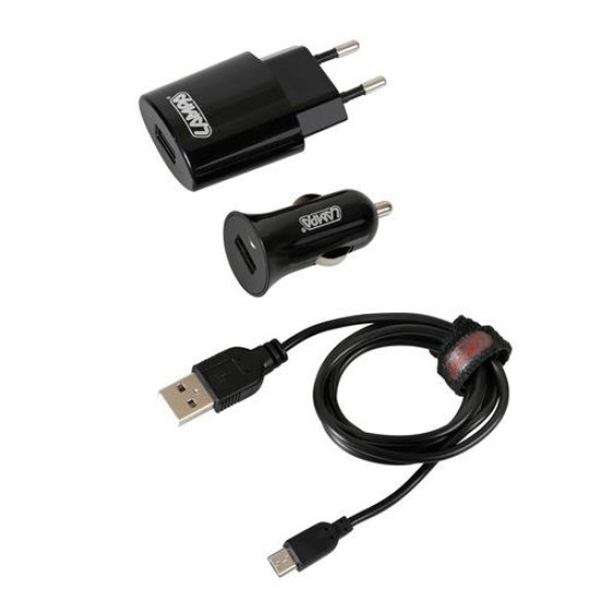 Καλώδιο Φορτισης MICRO USB 100cm με αντάπτορα USB αναπτήρα 12V/24V και αντάπτορα 220V Καλώδια