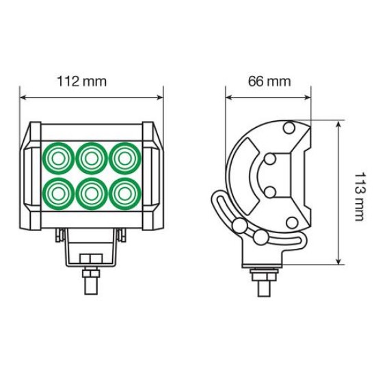 WL-7, βοηθητικό φως, 6 Cree  Led - 9/32V - Λευκό (Εστιασμένη δέσμη) Φώτα Εργασίας LED