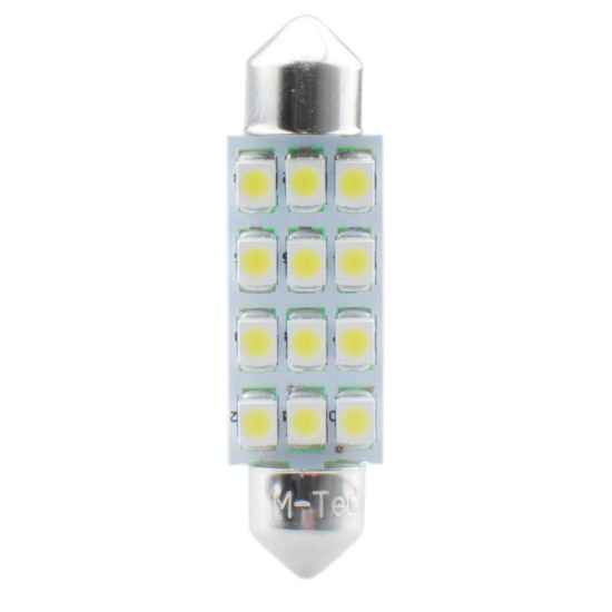 ΛΑΜΠΑΚΙΑ ΠΛΑΦΟΝΙΕΡΑΣ C5W/C10W 12V 0,96W SV8,5 41mm PREMIUM LED 12xSMD3528 ΛΕΥΚΟ 1ΤΕΜ. Πλαφονιέρας