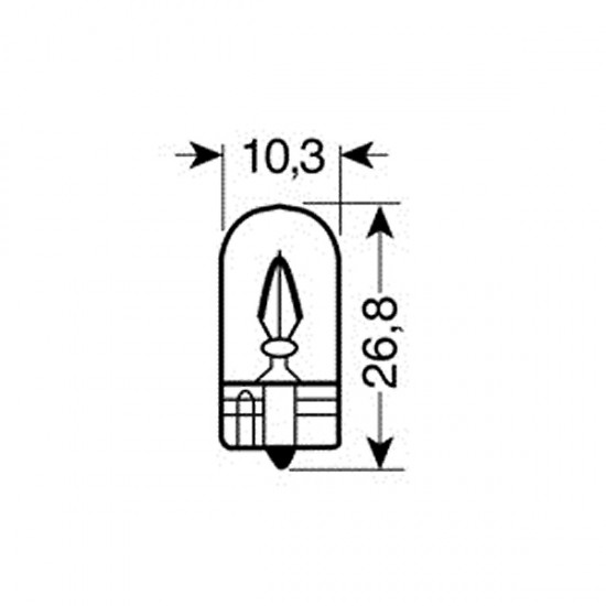 ΛΑΜΠΑ ΑΚΑΛΥΚΗ 12V/2W Τ10 Χωρίς Κάλυκα