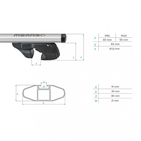 ΜΠΑΡΕΣ ΟΡΟΦΗΣ ΑΥΤΟΚΙΝΗΤΟΥ ΑΛΟΥΜΙΝΙΟΥ JACKSON XL 135 cm MENABO (STANDARD/RAISED RAILS) - 2 ΤΕΜ. Μπάρες Αλουμινίου